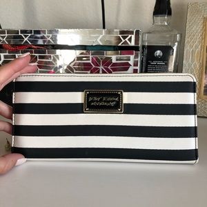 Betsy Johnson black and white striped wallet